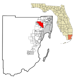 Miami-Dade County Florida Incorporated and Unincorporated areas Hialeah Highlighted.svg