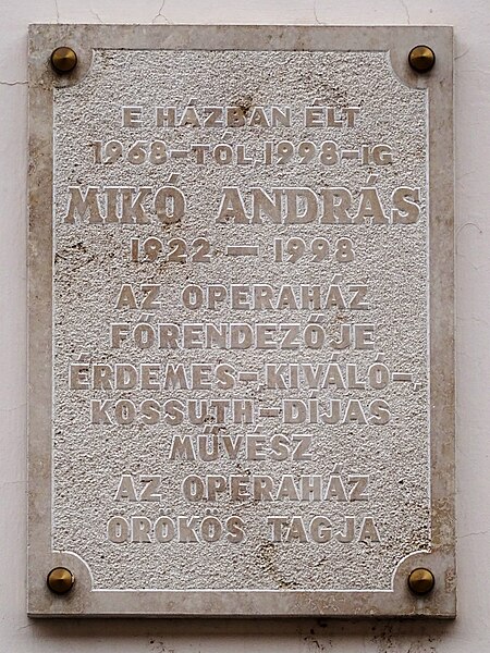 File:Mikó András emléktáblája - Budapest, Úri u. 44-46.jpg