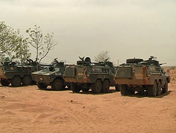 Ratels of the Rapid Intervention Battalion deployed in Far Northern Cameroon in January 2019.