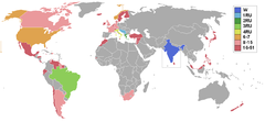 Countries and territories which sent delegates and results Miss World 1966 Map.PNG