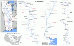 Elv Mississippi: Etymologi, Geografi, Meandrerende elveløp