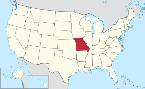 Localização do Missouri nos Estados Unidos