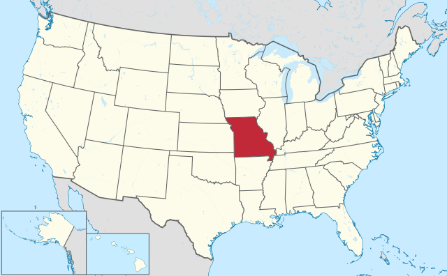 Map of the United States highlighting Missouri