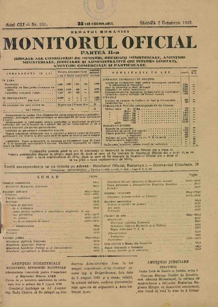 File:Monitorul Oficial al României. Partea a 2-a 1943-10-02, nr. 231.pdf