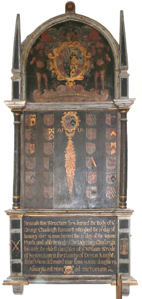 File:Monument SirGeorgeChudleigh 1stBaronet Died1656 AshtonChurch Devon.PNG