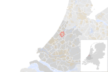 Ligging van Leiden in die provinsie Zuid-Holland en Nederland