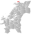 Leka markert med rødt på fylkeskartet