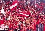 Nea Salamina Famagusta FC fans at Cypriot Cup Final 2000–01 at GSP Stadium.