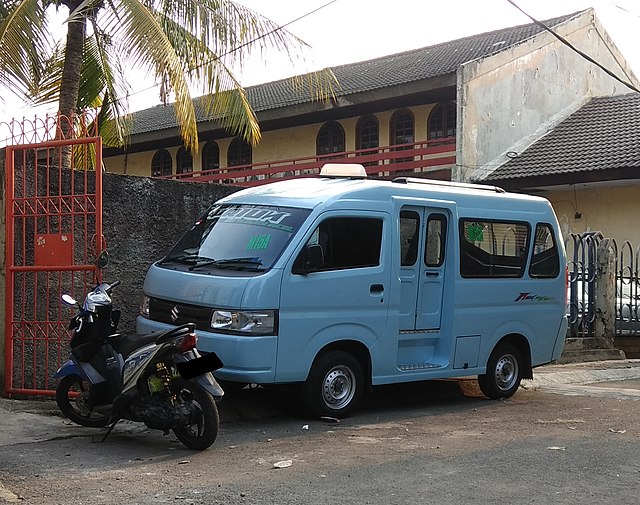 Minibus vehicle from Suzuki Carry used as public transportation in Indonesia