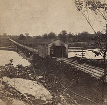 The Nichols Bridge along the New York and New Haven Railroad, ca. 1849 Nichols Bridge, above Greenwich, by Whitney, Beckwith & Paradice.jpg