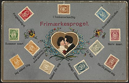 Postkarte über die Briefmarkensprache