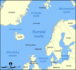 mapa oblasti Norského moře