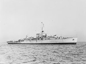 One of the Navy's New Frigates - HMS Lagan. 4 February 1943. This Is One of the New 'frigates' - a Faster, Heavier Type of Corvette, With Which the Royal Navy Is Combating the U-boat Menace. Frigates A14733.jpg