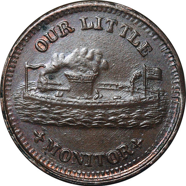 Cent-sized Civil War token, issued privately as all federal coinage was hoarded