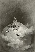 Illustration: Death Depicted as the Grim Reaper on Top of the Moon from "The Raven"