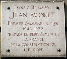 Plaque at 18, rue de Martignac, the office of the Plan