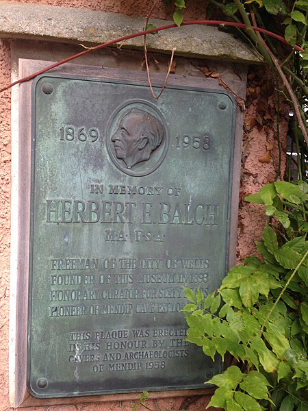 File:Plaque on Wells Museum to Herbert E Balch.jpg