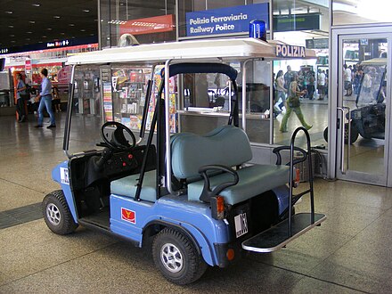 Cart and Police station of the Polizia Ferroviaria. Polizia Ferroviaria cart, Rome.jpg