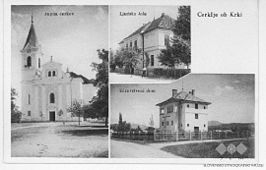Ansichtkaart uit Cerklje ob Krki uit de periode 1928-1947