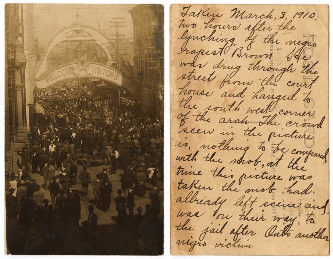 File:Postcard of crowd two hours after the lynching of Allen Brooks in 1910.jpg