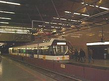 Tram on Line 15 to Mortsel at Meir pre-metro station Premetro Meir.jpg