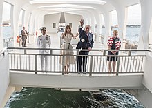 ADM Harris and his wife visiting the USS Arizona Memorial, with President Donald Trump and First Lady Melania Trump in 2017. President Visits USS Arizona Memorial 171103-N-ON707-260.jpg