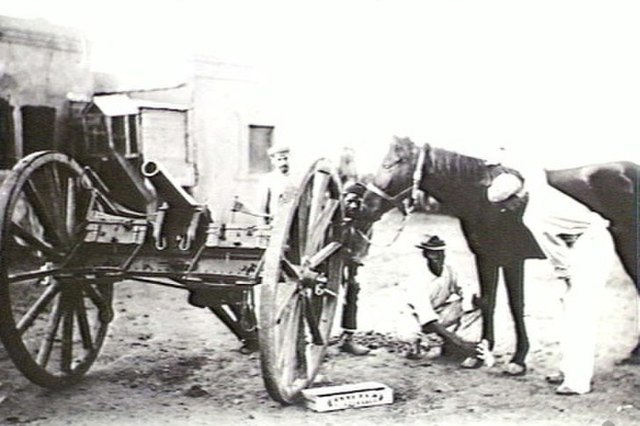 Gun on field carriage at Mafeking