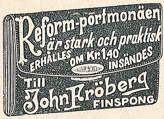 Reform-portmonäen är stark och praktisk Erhålles om Kr. 1,40 insändes Till John Fröberg Finspong