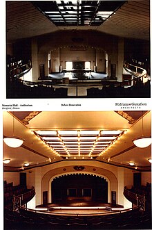 Before, after of restoration of the Lincoln Lyceum Restoration Work.jpg