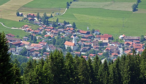 Rettenberg im Oberallgäu, Ortskern, Blick vom Grünten, 2005