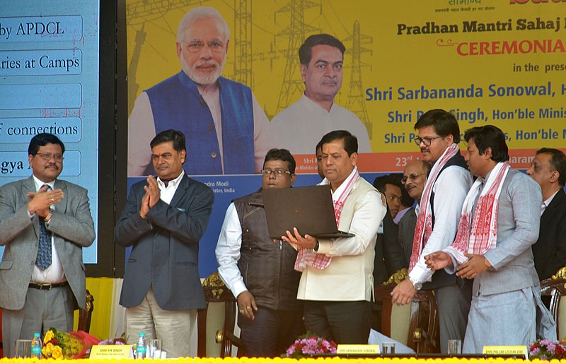 File:Sarbananda Sonowal launching the Pradhan Mantri Sahaj Bijli Har Ghar Yojana –‘Saubhagya’, in presence of the Minister of State (IC) for Power and New and Renewable Energy, Shri Raj Kumar Singh, at a function, in Guwahati.jpg