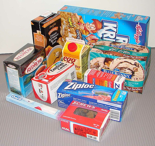 Examples of several types of cartons for different products