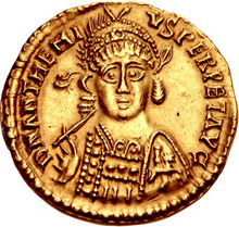 Golden coin depicting Anthemius
