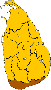 Θέση της περιοχής στον χάρτη της Σρι Λάνκα.