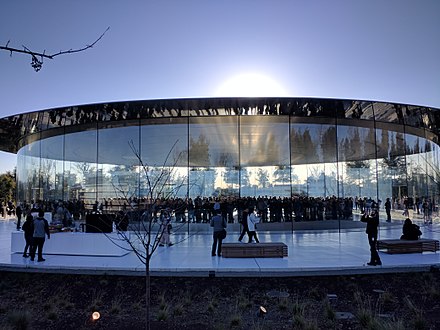 External view of the Steve Jobs Theater at Apple Park