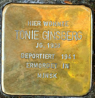 Stolperstein für Tonie Ginsberg an der Hermannstraße 101 in Bremen