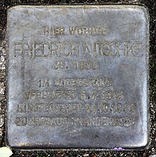 Stolperstein für Friedrich Nitschke vor der Lindauer Allee 17 in Berlin-Reinickendorf