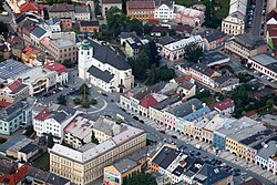 Letecký pohled na historické centrum Svitav