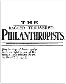 Original title page, drawn by Robert Tressell The Ragged Trousered Philanthropists original title page.jpg