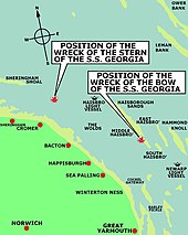 Position of the two halves of SS Georgia The Wreck of the SS Georgia.jpg