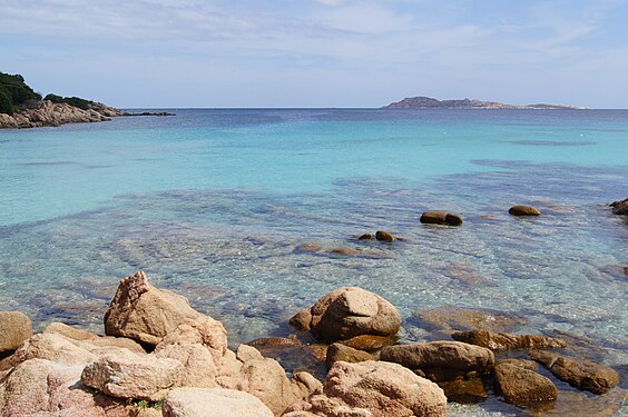 Play of colors of the water on the Sardinian beach