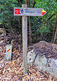 Trail blazing in Portugal (Sintra-Cascais NP). Shows: direction; route name; distance to; next POI. The small one: wrong direction