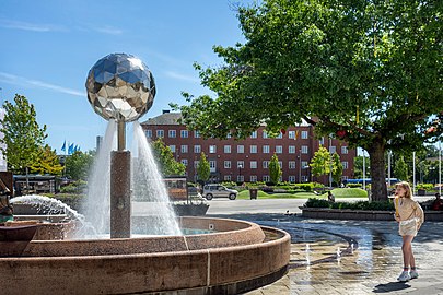 Trollkällan fountain in Drottningtorget, Trollhättan