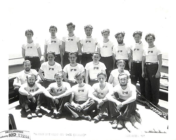 Survivors from U-66 aboard USS Block Island, 6 May 1944