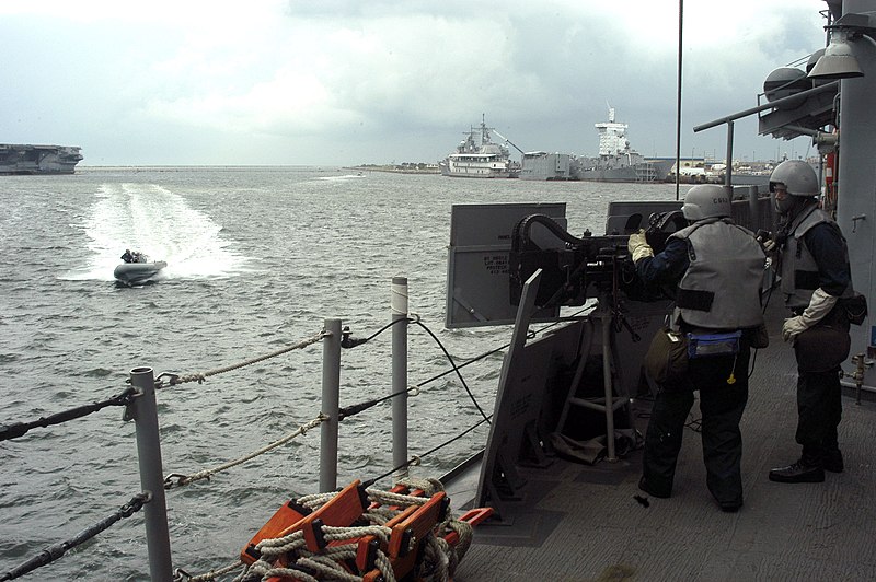 File:US Navy 070613-N-4049C-020 Sailors from guided-missile destroyer USS Vicksburg (CG 69) man the small craft action team (SCAT) during a small boat attack drill on Naval Station Mayport.jpg