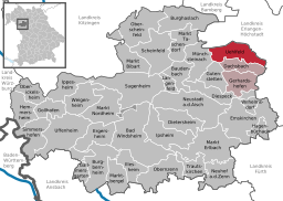 Läget för Uehlfeld i Landkreis Neustadt an der Aisch-Bad Windsheim