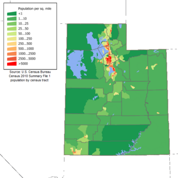 Utah population density map Utah population map.png
