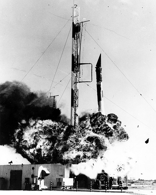 Unsuccessful launch of Vanguard TV-3 at Cape Canaveral (December 6, 1957).