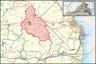 District map from the 2023 election Virginia's 13th House of Delegates district (since 2024).svg