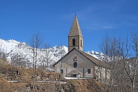 L’église Saint-Dalmas en hiver.
